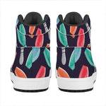 Watercolor Bowling Pins Pattern Print High Top Leather Sneakers