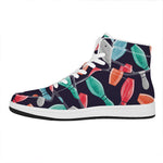Watercolor Bowling Pins Pattern Print High Top Leather Sneakers