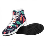 Watercolor Bowling Pins Pattern Print High Top Leather Sneakers