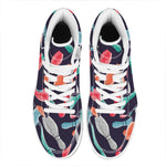 Watercolor Bowling Pins Pattern Print High Top Leather Sneakers