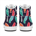 Watercolor Bowling Pins Pattern Print High Top Leather Sneakers