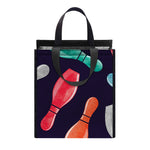 Watercolor Bowling Pins Pattern Print Insulated Lunch Tote