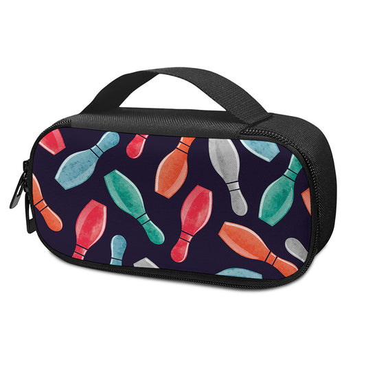 Watercolor Bowling Pins Pattern Print Insulin Cooler Travel Case