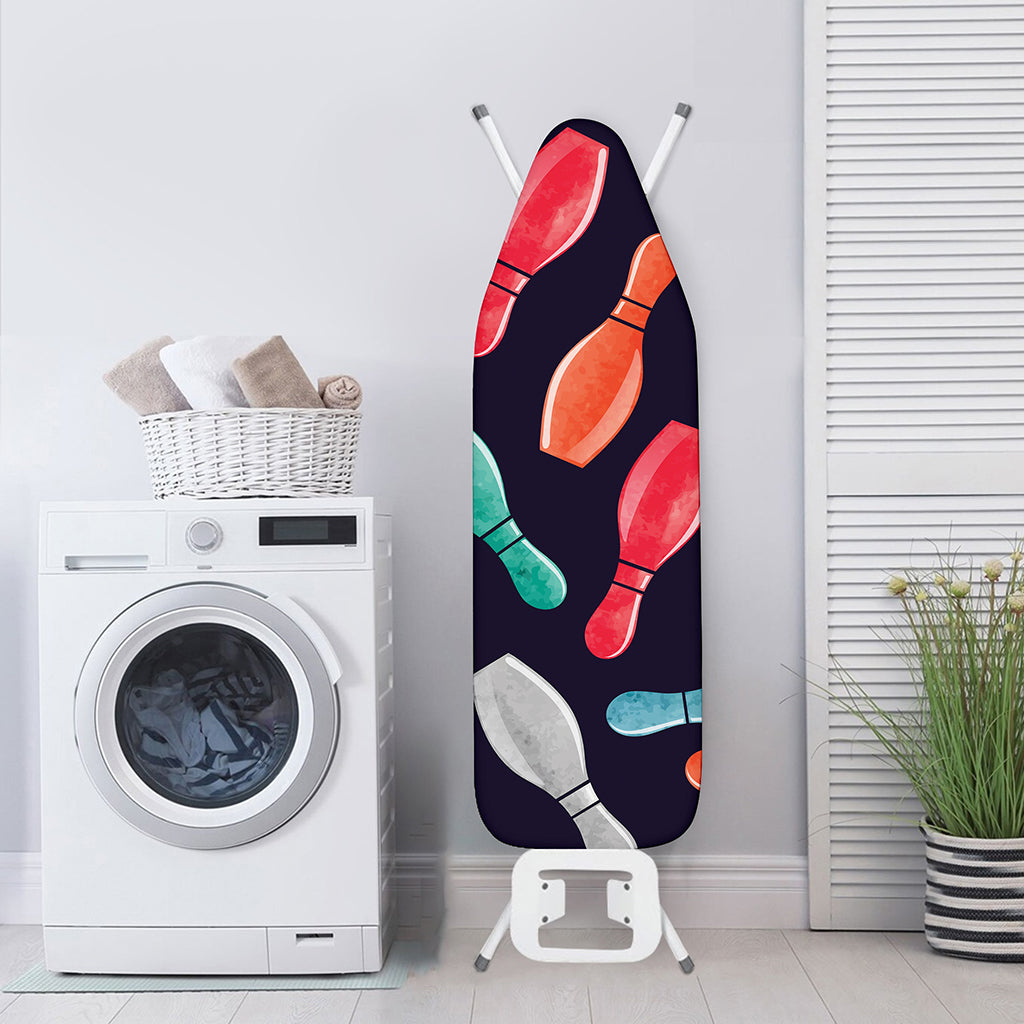 Watercolor Bowling Pins Pattern Print Ironing Board Cover