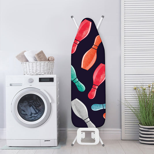 Watercolor Bowling Pins Pattern Print Ironing Board Cover