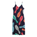 Watercolor Bowling Pins Pattern Print Jersey Midi Cami Dress