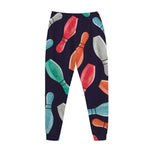 Watercolor Bowling Pins Pattern Print Jogger Pants