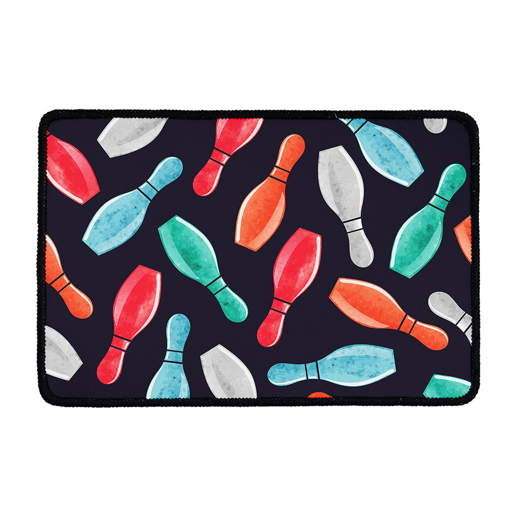 Watercolor Bowling Pins Pattern Print Kitchen Mat