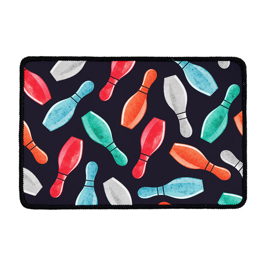 Watercolor Bowling Pins Pattern Print Kitchen Mat