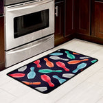 Watercolor Bowling Pins Pattern Print Kitchen Mat