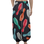 Watercolor Bowling Pins Pattern Print Lantern Pants