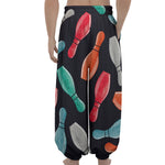 Watercolor Bowling Pins Pattern Print Lantern Pants