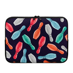 Watercolor Bowling Pins Pattern Print Laptop Sleeve