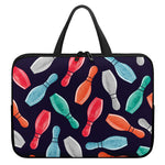 Watercolor Bowling Pins Pattern Print Laptop Sleeve With Handle