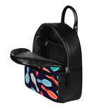Watercolor Bowling Pins Pattern Print Leather Backpack