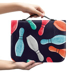 Watercolor Bowling Pins Pattern Print Leather Bible Cover