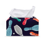Watercolor Bowling Pins Pattern Print Leather Tissue Box Cover