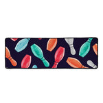 Watercolor Bowling Pins Pattern Print Long Kitchen Mat