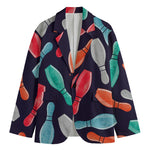 Watercolor Bowling Pins Pattern Print Men's Blazer