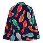 Watercolor Bowling Pins Pattern Print Men's Cotton Blazer
