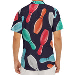 Watercolor Bowling Pins Pattern Print Men's Deep V-Neck Shirt