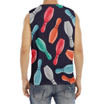 Watercolor Bowling Pins Pattern Print Men's Fitness Tank Top