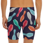 Watercolor Bowling Pins Pattern Print Men's Long Boxer Briefs
