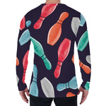 Watercolor Bowling Pins Pattern Print Men's Long Sleeve T-Shirt