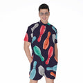 Watercolor Bowling Pins Pattern Print Men's Romper