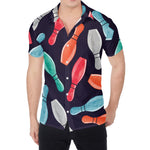 Watercolor Bowling Pins Pattern Print Men's Shirt