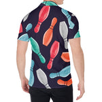 Watercolor Bowling Pins Pattern Print Men's Shirt