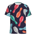 Watercolor Bowling Pins Pattern Print Men's Athletic T-Shirt