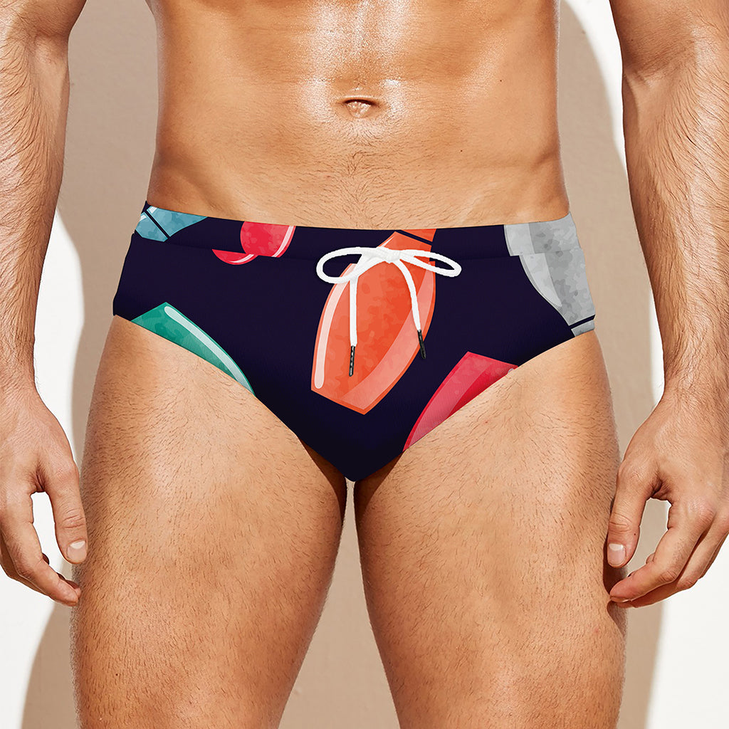 Watercolor Bowling Pins Pattern Print Men's Swim Briefs