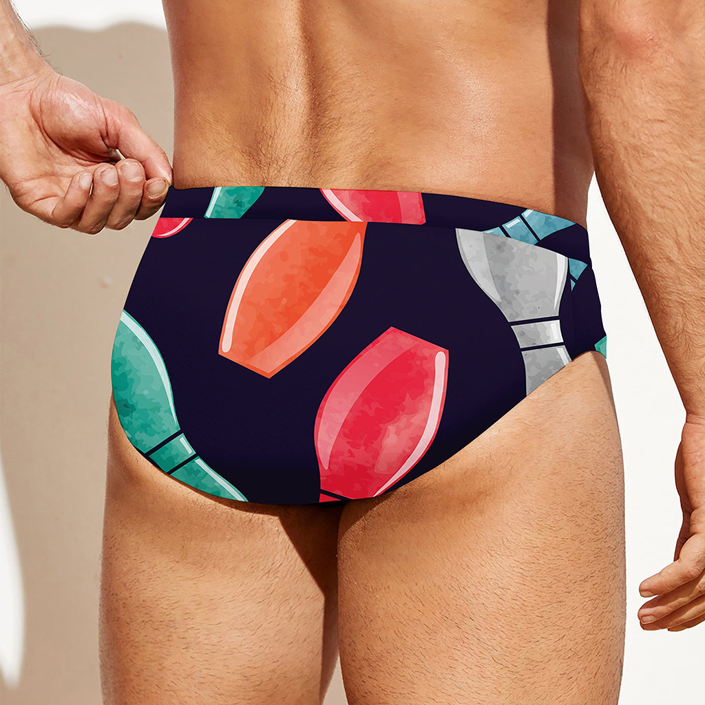 Watercolor Bowling Pins Pattern Print Men's Swim Briefs