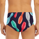 Watercolor Bowling Pins Pattern Print Men's Triangle Swim Briefs