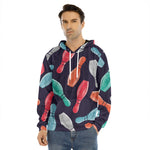 Watercolor Bowling Pins Pattern Print Men's Velvet Pullover Hoodie