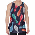 Watercolor Bowling Pins Pattern Print Men's Velvet Tank Top