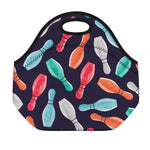 Watercolor Bowling Pins Pattern Print Neoprene Lunch Bag
