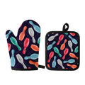 Watercolor Bowling Pins Pattern Print Oven Mitt And Pot Holder Set