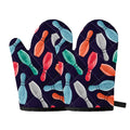 Watercolor Bowling Pins Pattern Print Oven Mitts