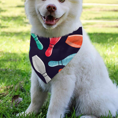 Watercolor Bowling Pins Pattern Print Over The Collar Dog Bandana