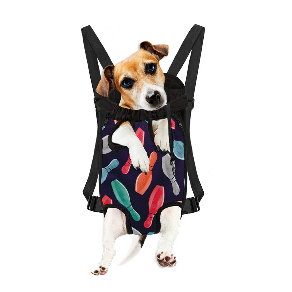 Watercolor Bowling Pins Pattern Print Pet Carrier Backpack