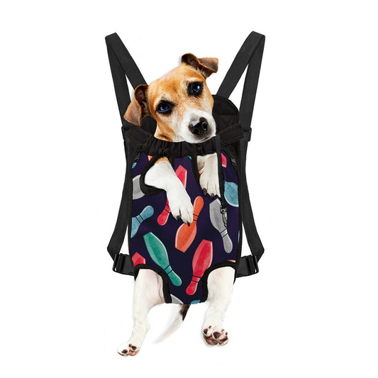 Watercolor Bowling Pins Pattern Print Pet Carrier Backpack