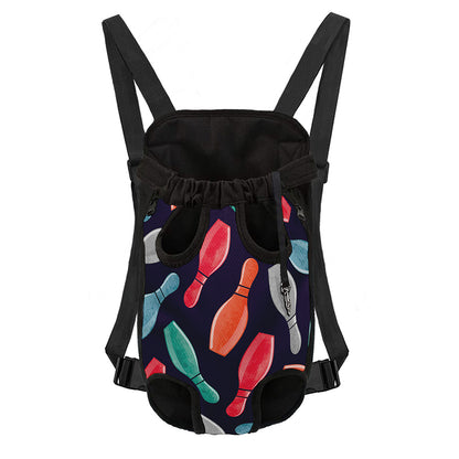 Watercolor Bowling Pins Pattern Print Pet Carrier Backpack