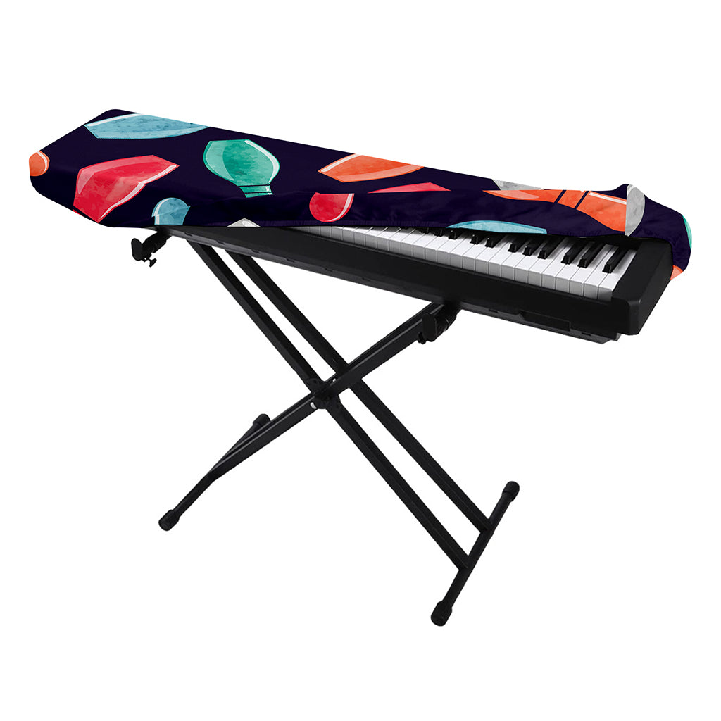 Watercolor Bowling Pins Pattern Print Piano Keyboard Cover