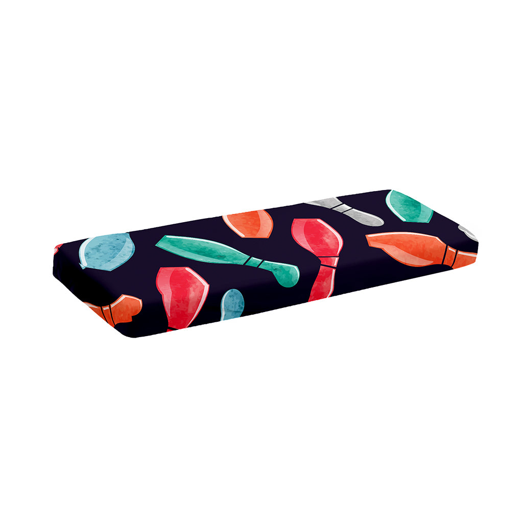 Watercolor Bowling Pins Pattern Print Piano Keyboard Cover