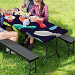 Watercolor Bowling Pins Pattern Print Picnic Table Cover