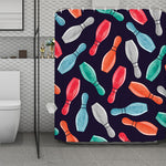 Watercolor Bowling Pins Pattern Print Polyester Shower Curtain