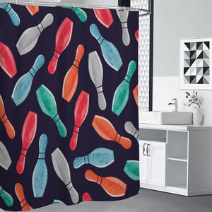 Watercolor Bowling Pins Pattern Print Premium Shower Curtain