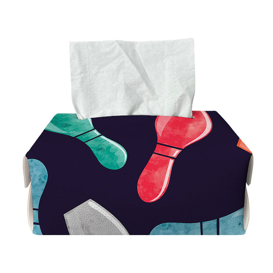 Watercolor Bowling Pins Pattern Print Rectangle Tissue Box Cover